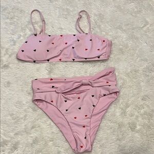 Pink Heart Pattern Kids Swim Set